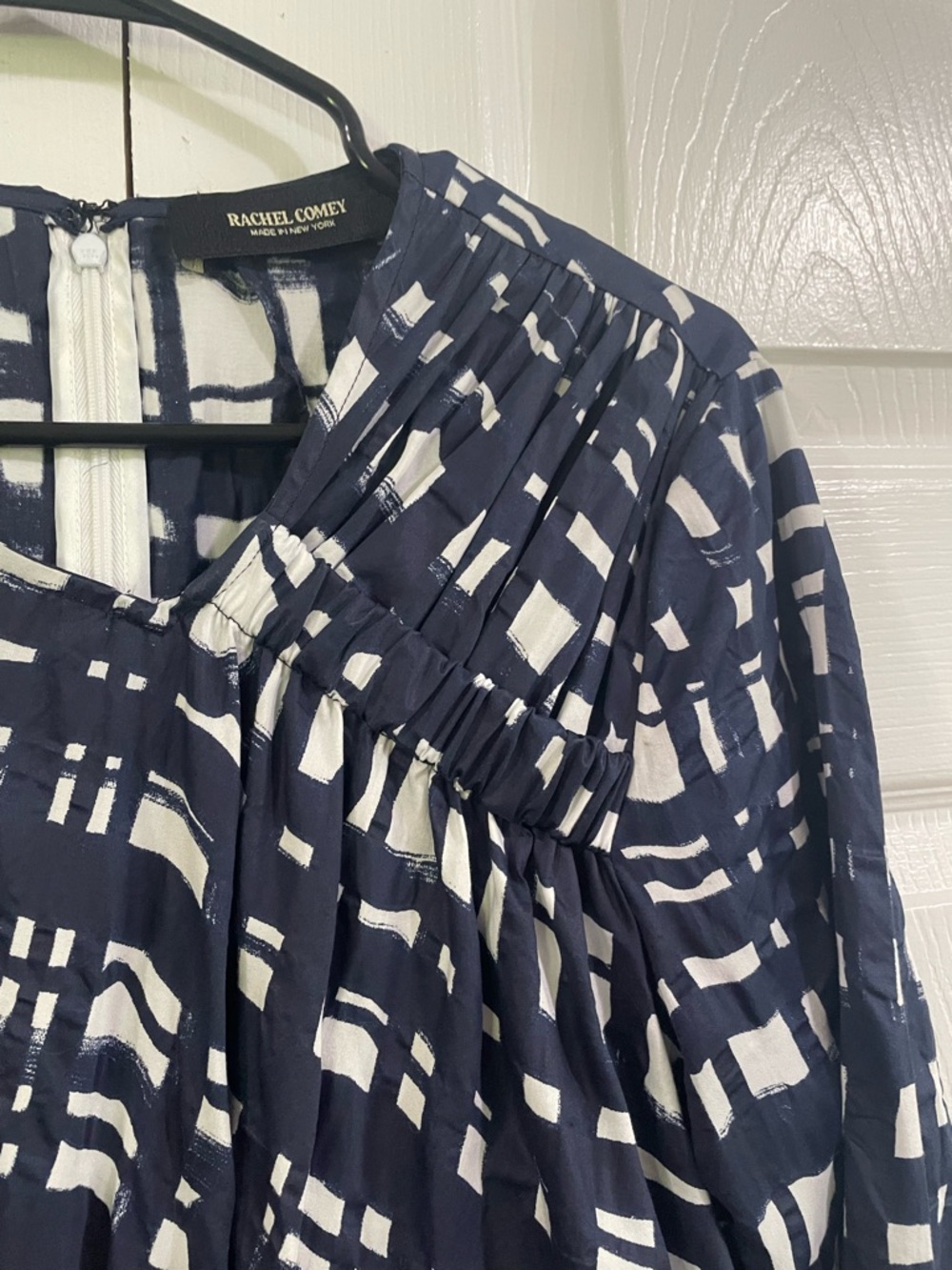 RACHEL COMEY Cotton Navy and White Tranch Dress Women's Size 6 - Picture 4 of 12